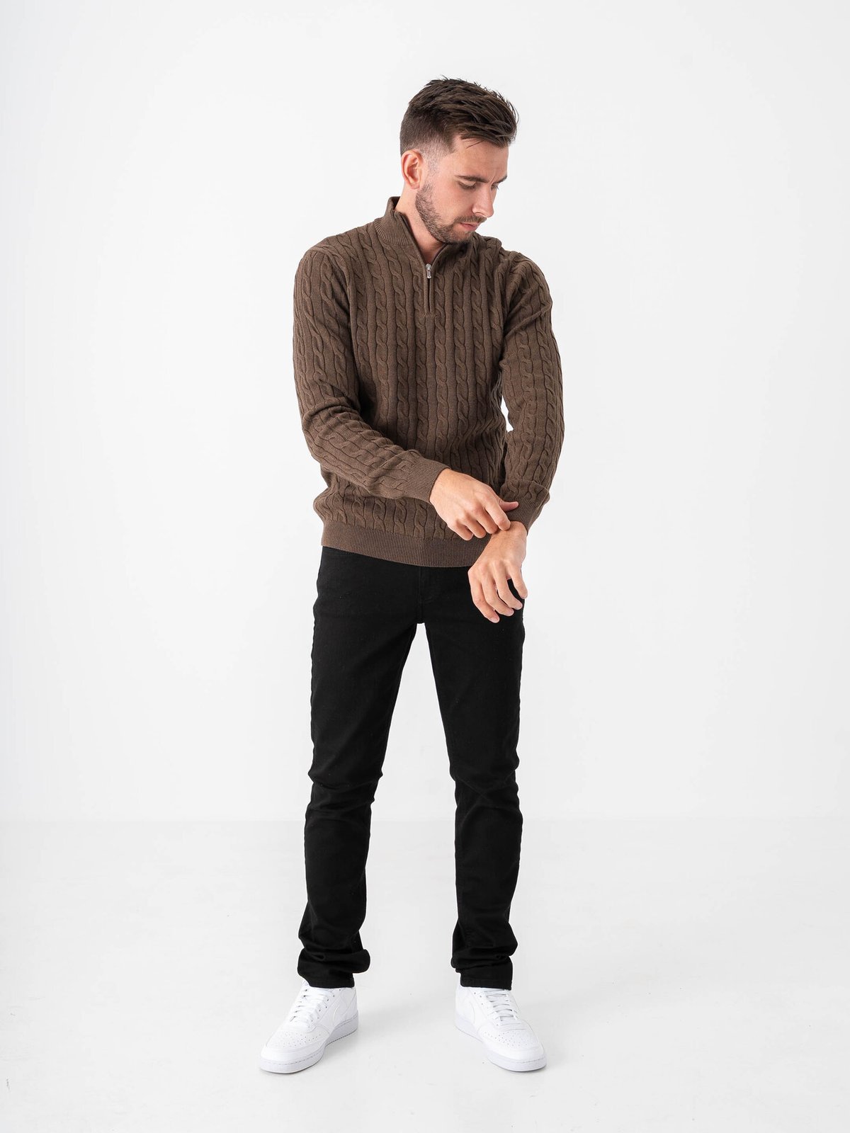 Only & Sons Loui Reg 12 Cabel Half Zip Knit Coffee Bean Melange