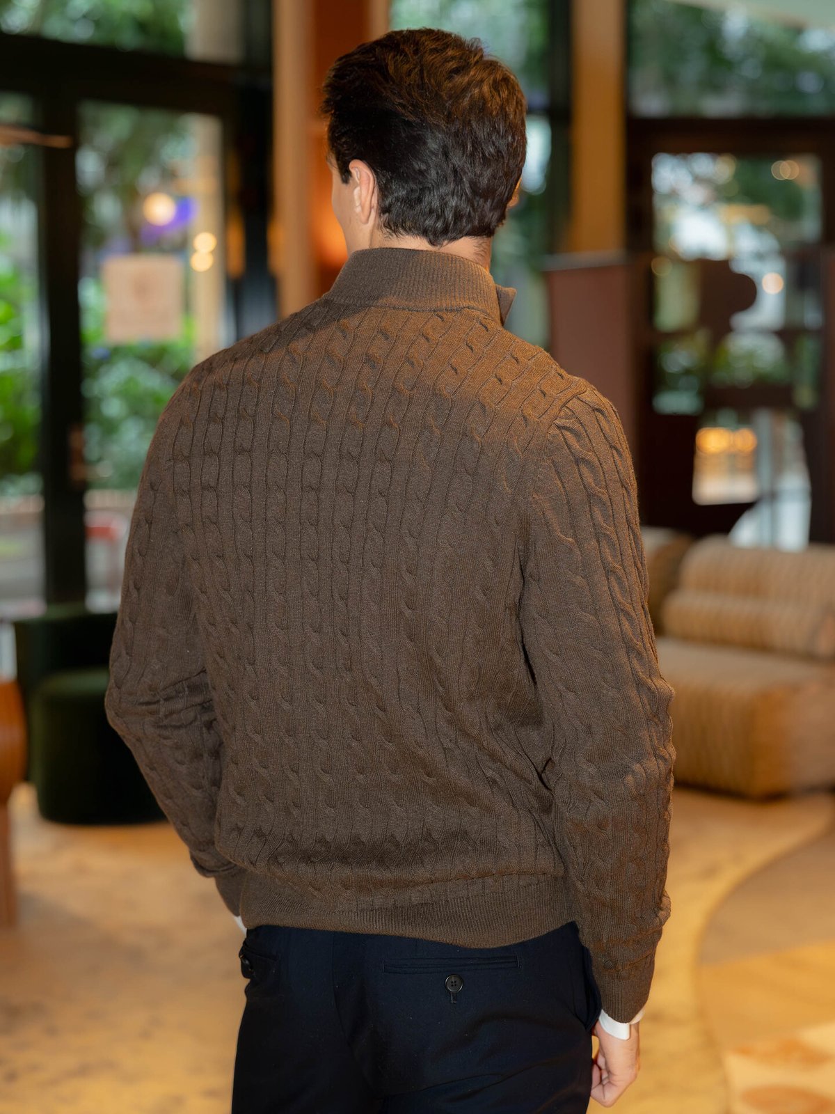 Only & Sons Loui Reg 12 Cabel Half Zip Knit Coffee Bean Melange