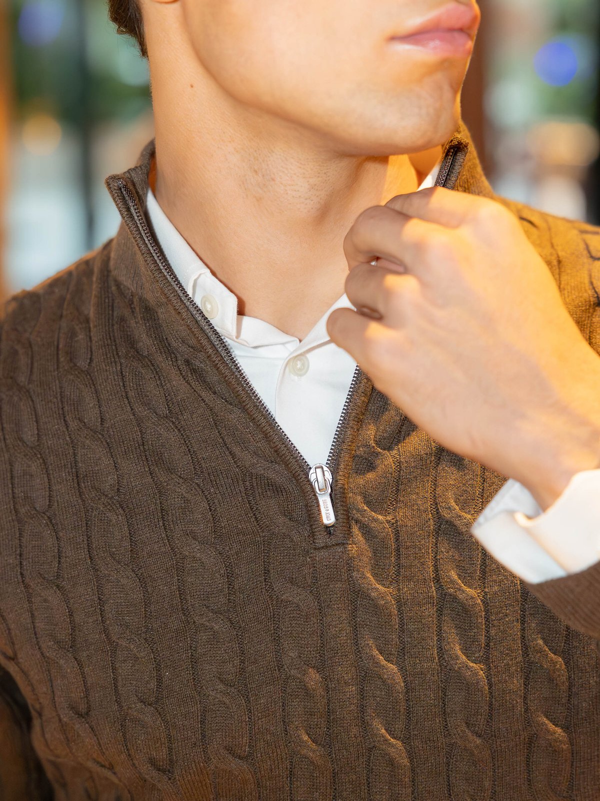 Only & Sons Loui Reg 12 Cabel Half Zip Knit Coffee Bean Melange