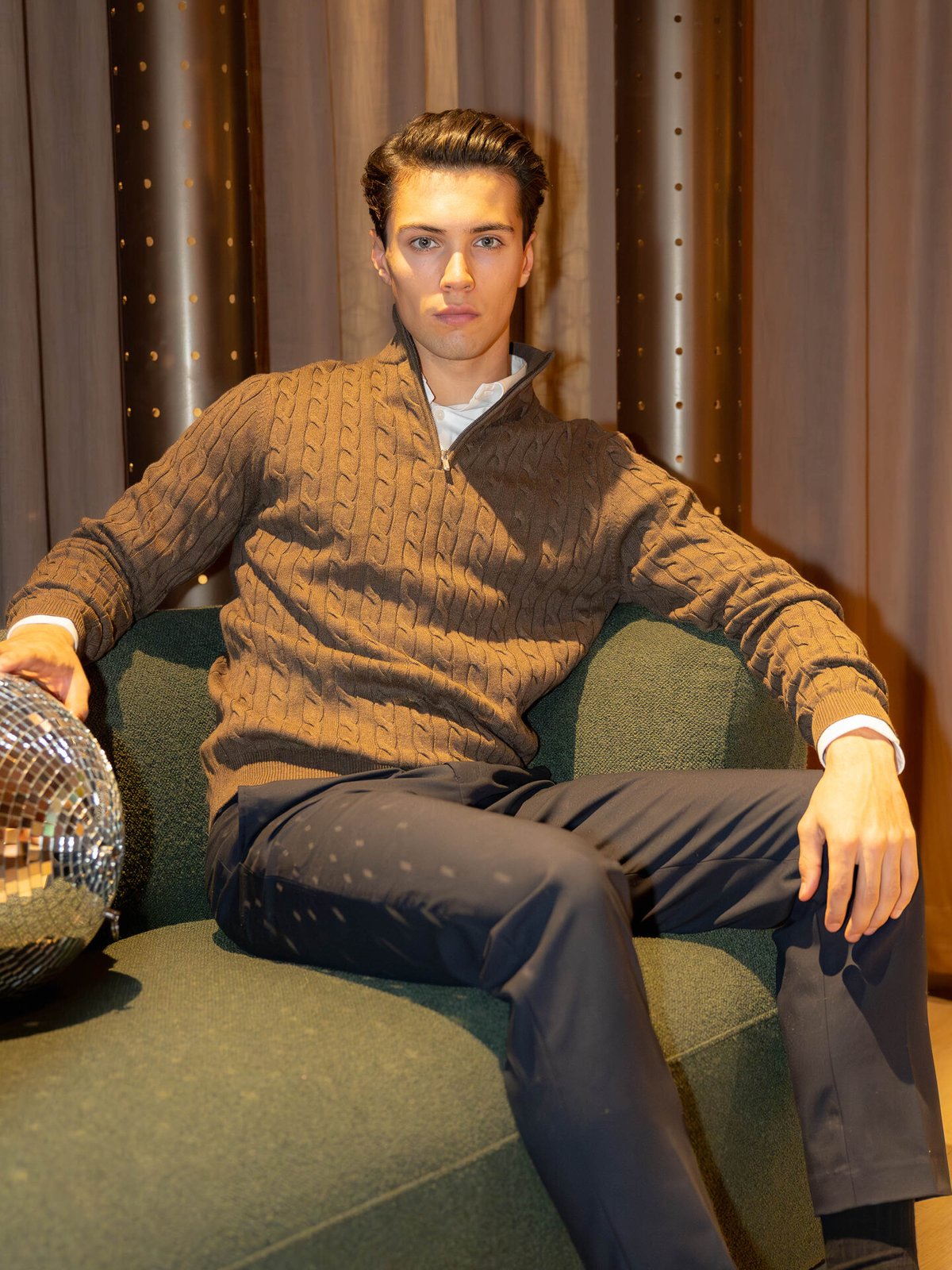 Only & Sons Loui Reg 12 Cabel Half Zip Knit Coffee Bean Melange