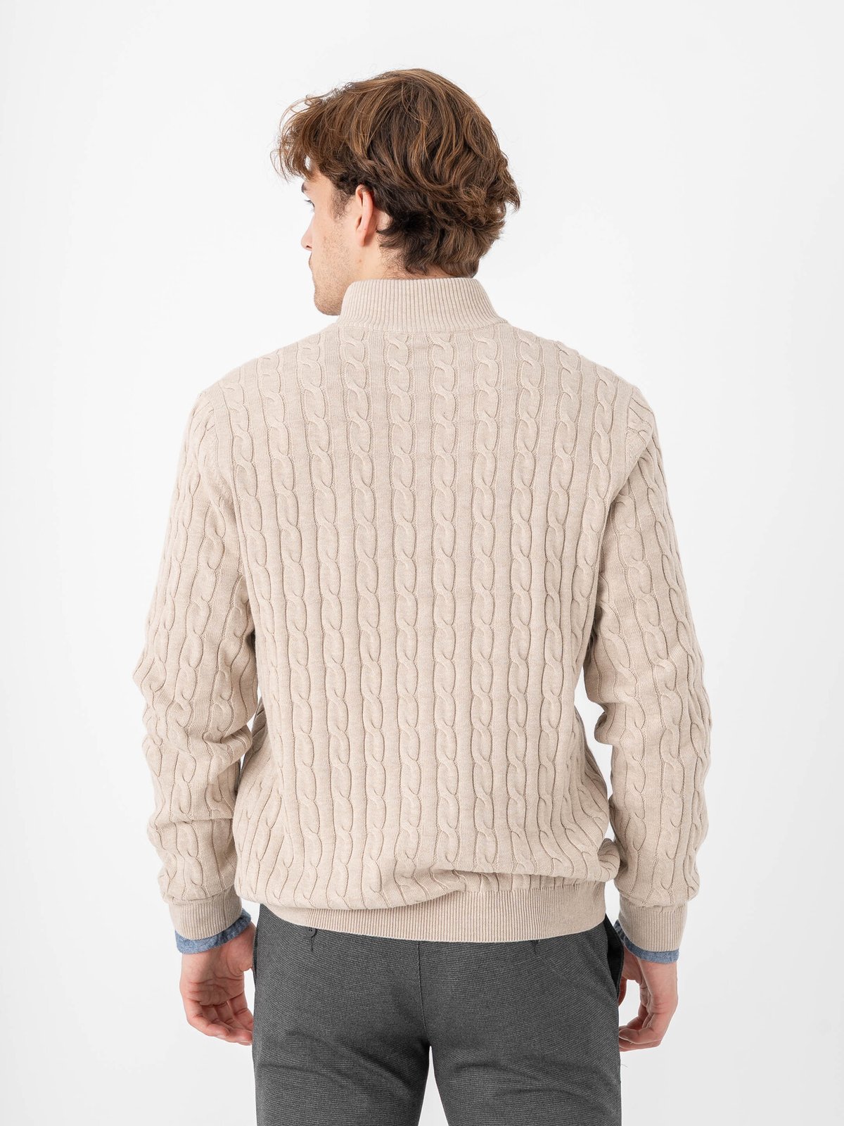 Only & Sons Loui Reg 12 Cabel Half Zip Knit Oatmeal Melange