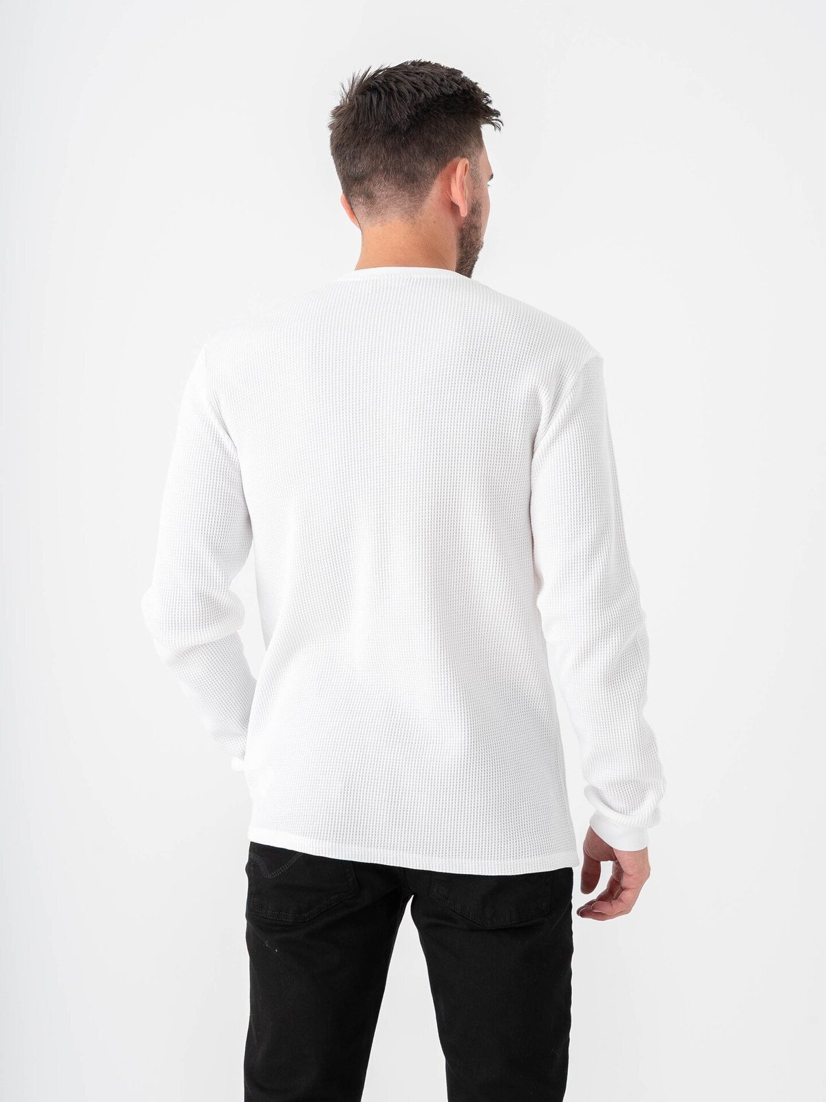 Only & Sons Tobie Reg Long Sleeve Henley Tee Bright White
