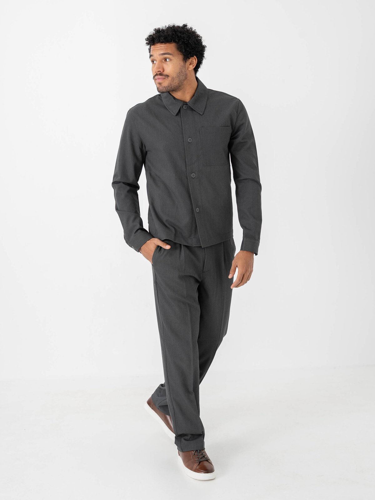 Only & Sons Miro Tailored Regular Overshirt Dark Grey Melange