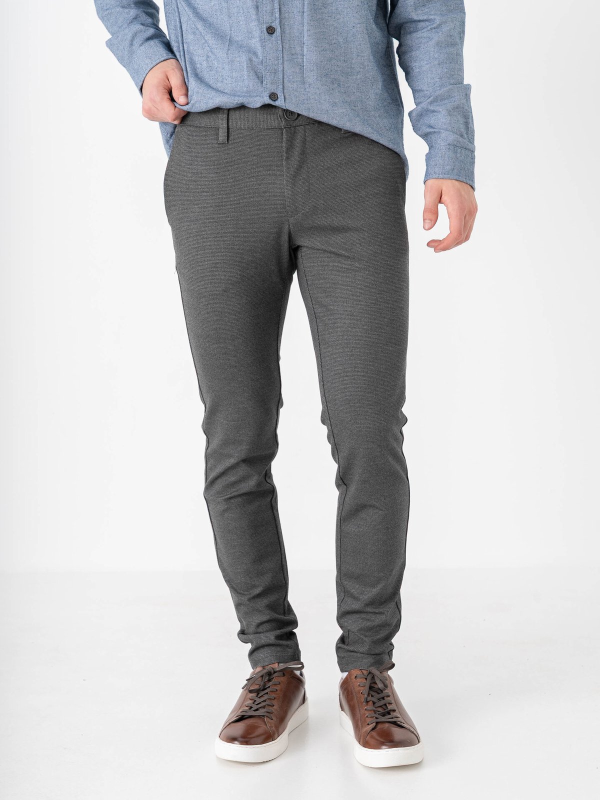 Only & Sons Mark Slim Check Pant Jet Black