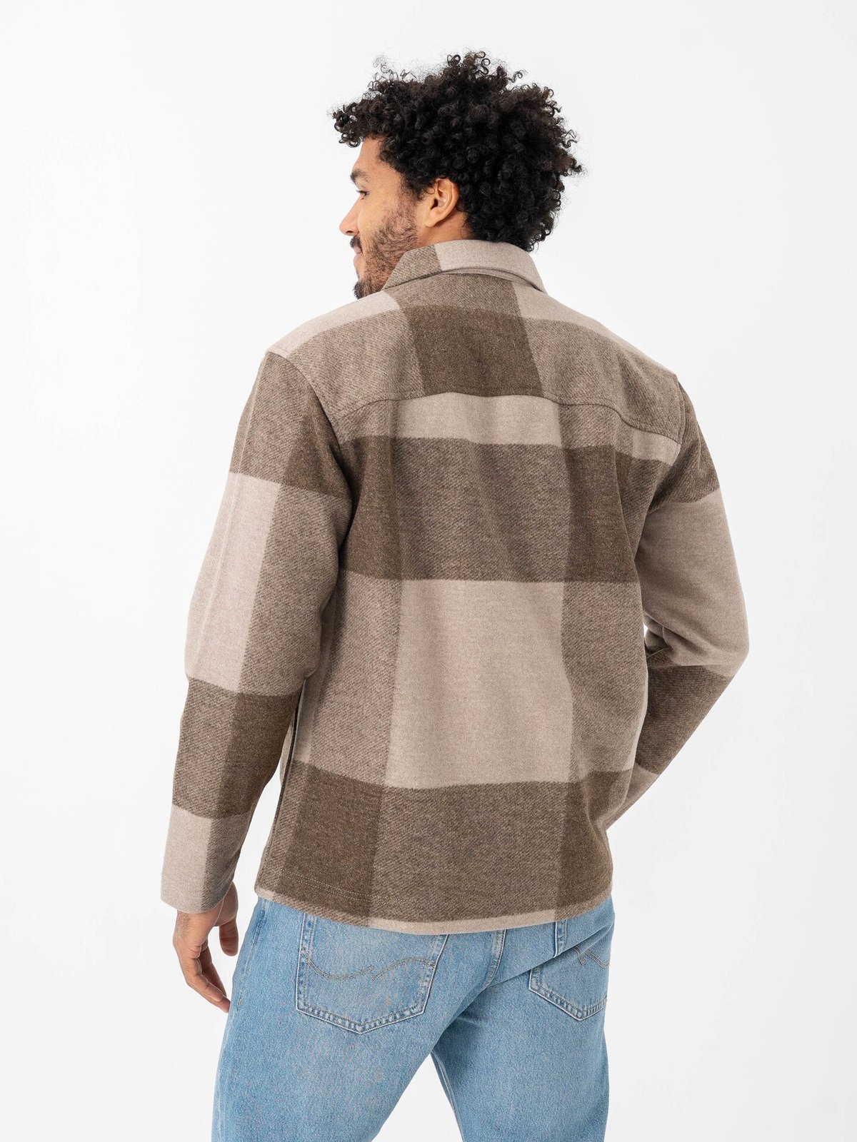 Only & Sons Wake Checked Zip Overshirt Chinchilla