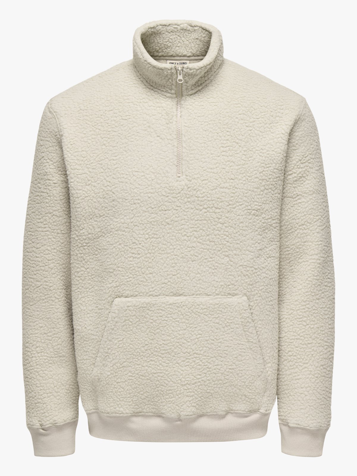 Only & Sons Emilio Reg Teddy Zip Sweat Silver Lining