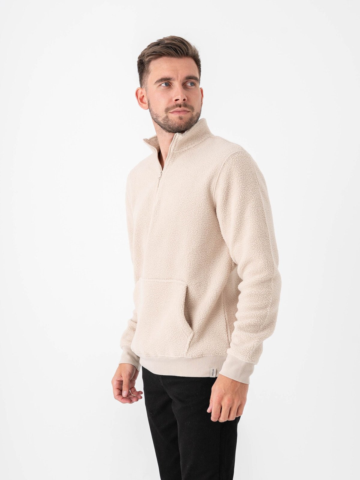 Only & Sons Emilio Reg Teddy Zip Sweat Silver Lining