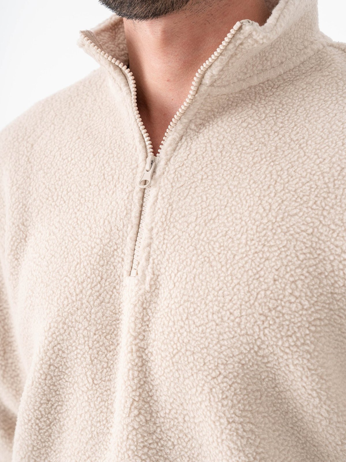 Only & Sons Emilio Reg Teddy Zip Sweat Silver Lining