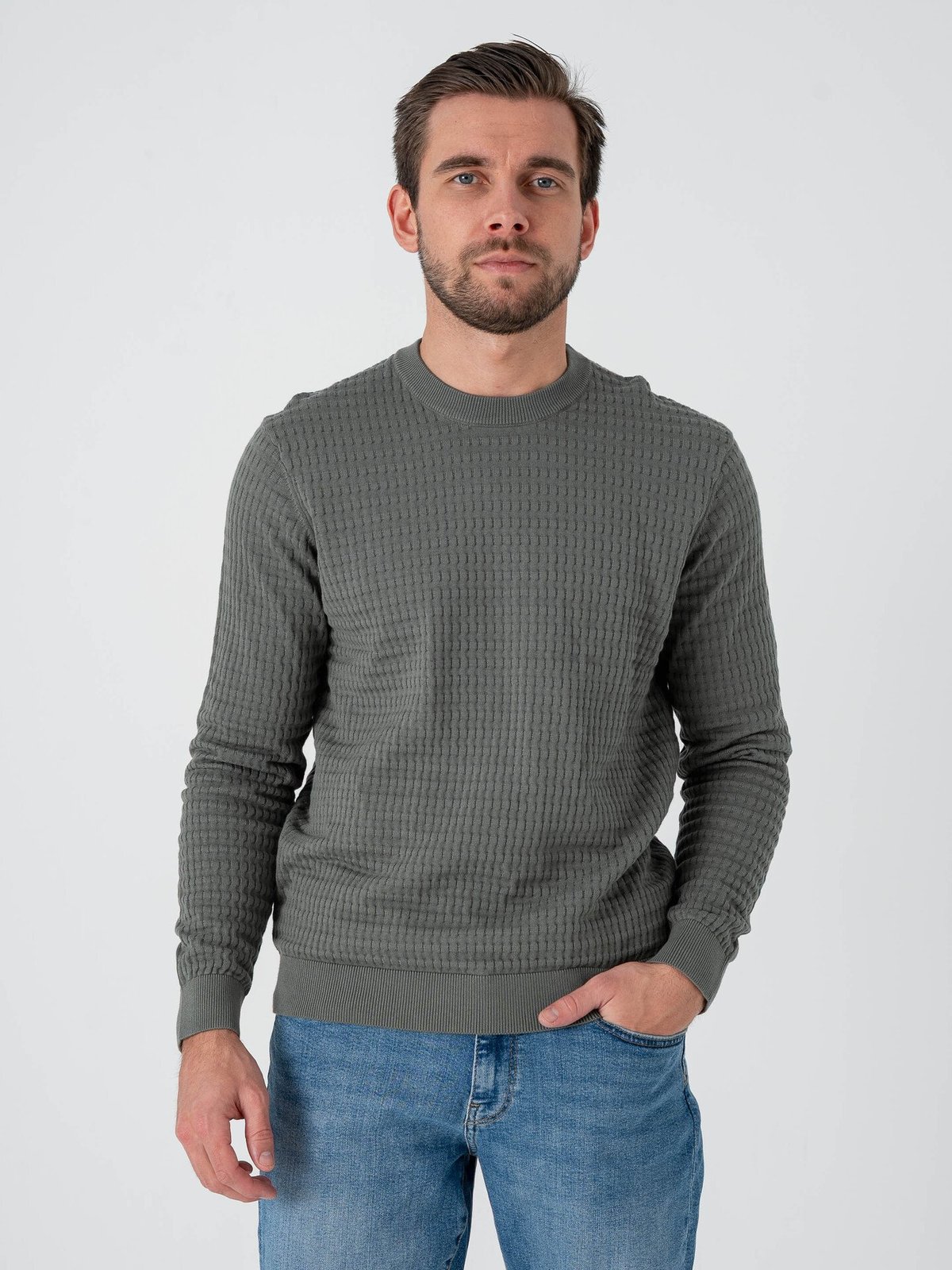Only & Sons Berry Regular Long Sleeve Crew Knit Castor Gray