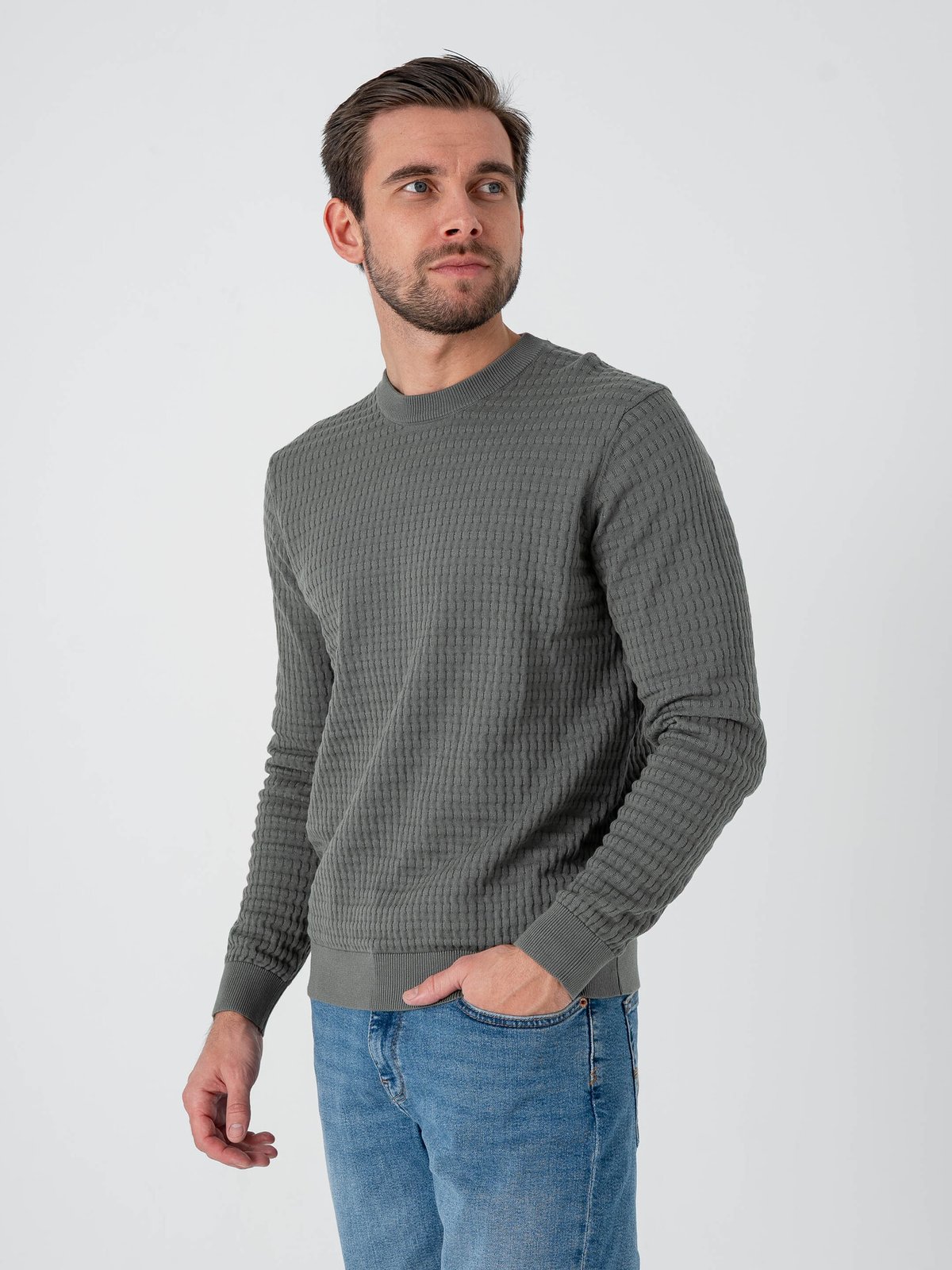 Only & Sons Berry Regular Long Sleeve Crew Knit Castor Gray