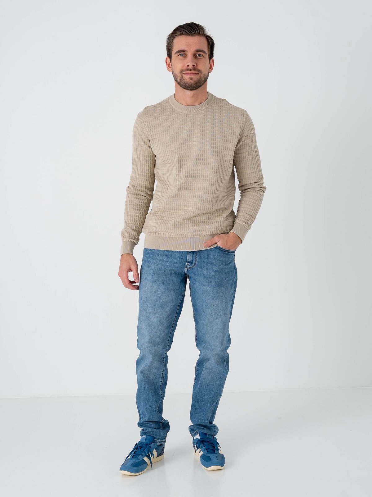 Only & Sons Berry Regular Long Sleeve Crew Knit Silver Lining