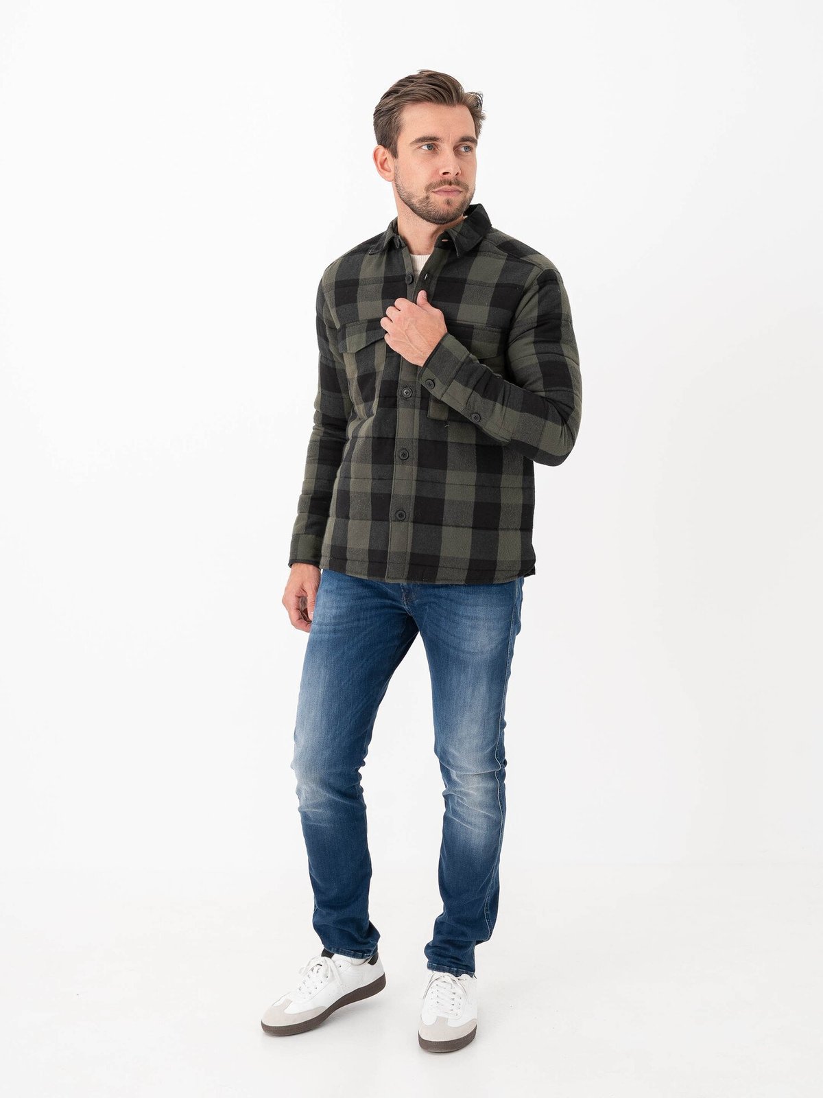 Only & Sons Gudmund Check Shacket Forest Night