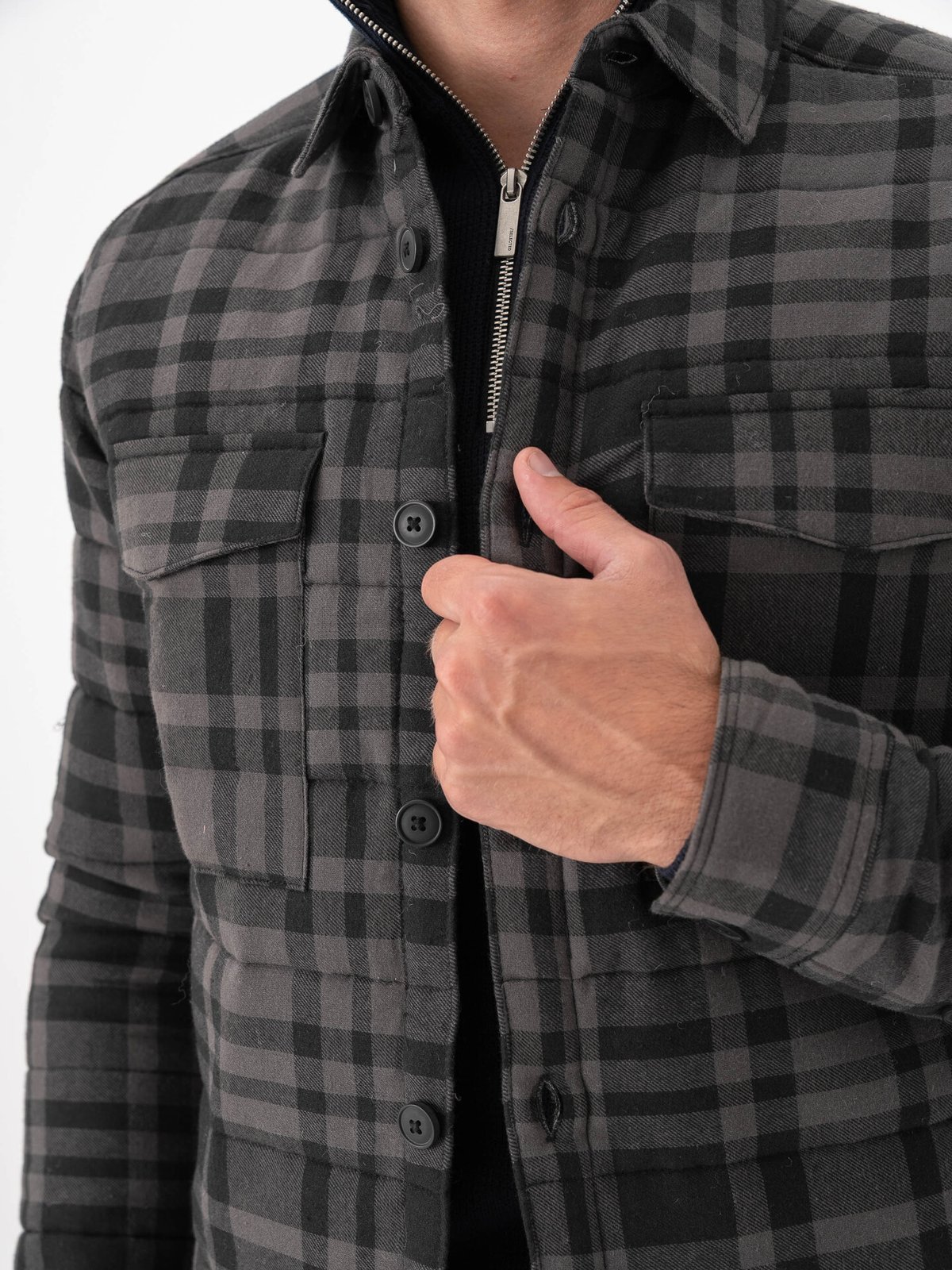 Only & Sons Gudmund Check Shacket Jet Black