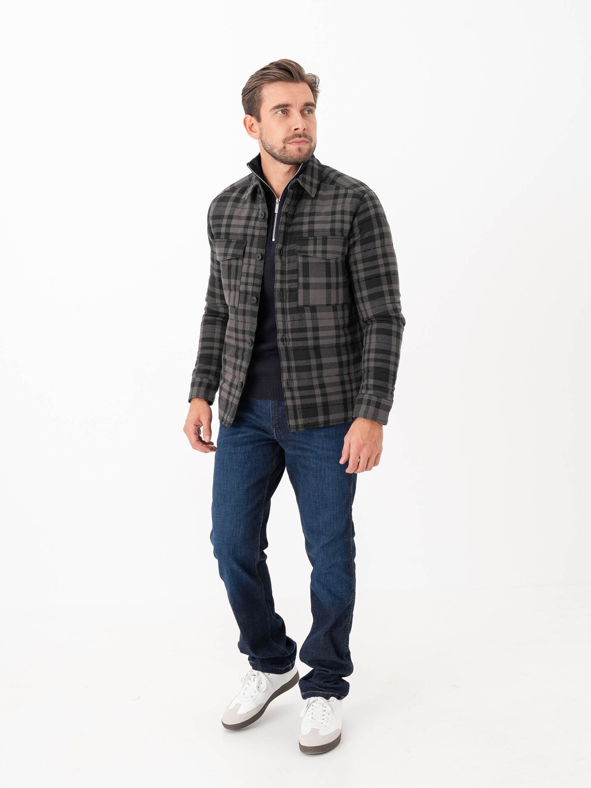 Only & Sons Gudmund Check Shacket Jet Black