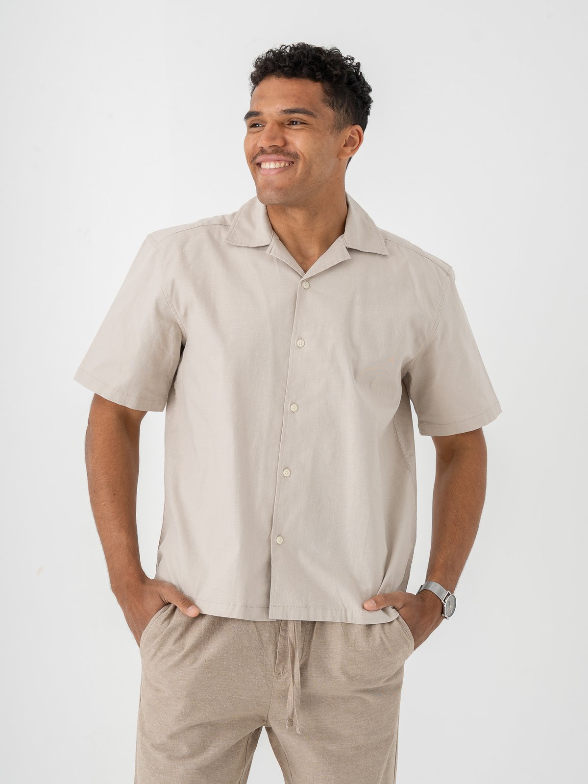 Only & Sons Reid Regular Resort Shirt Silver Lining