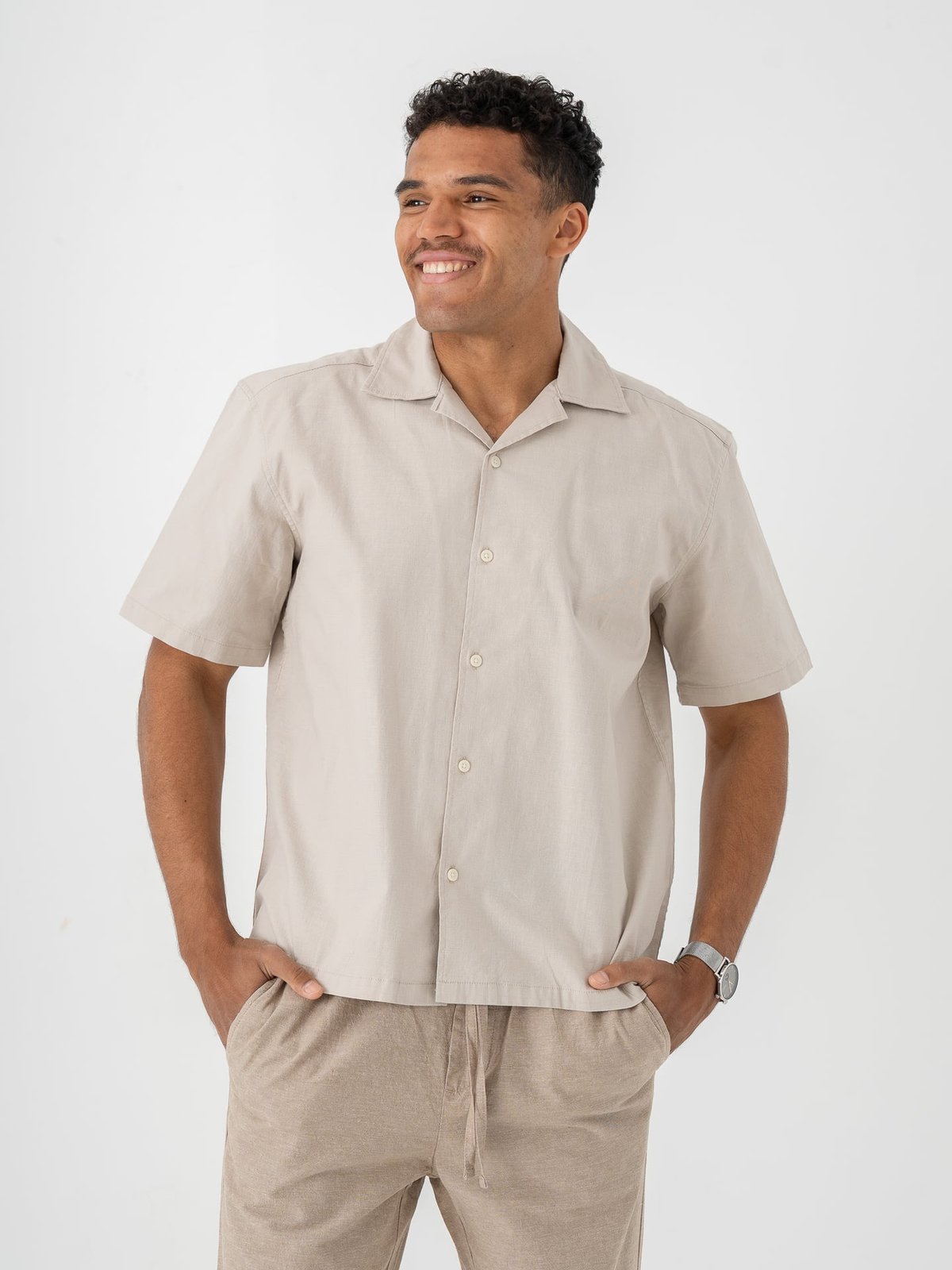 Only & Sons Reid Regular Resort Shirt Silver Lining