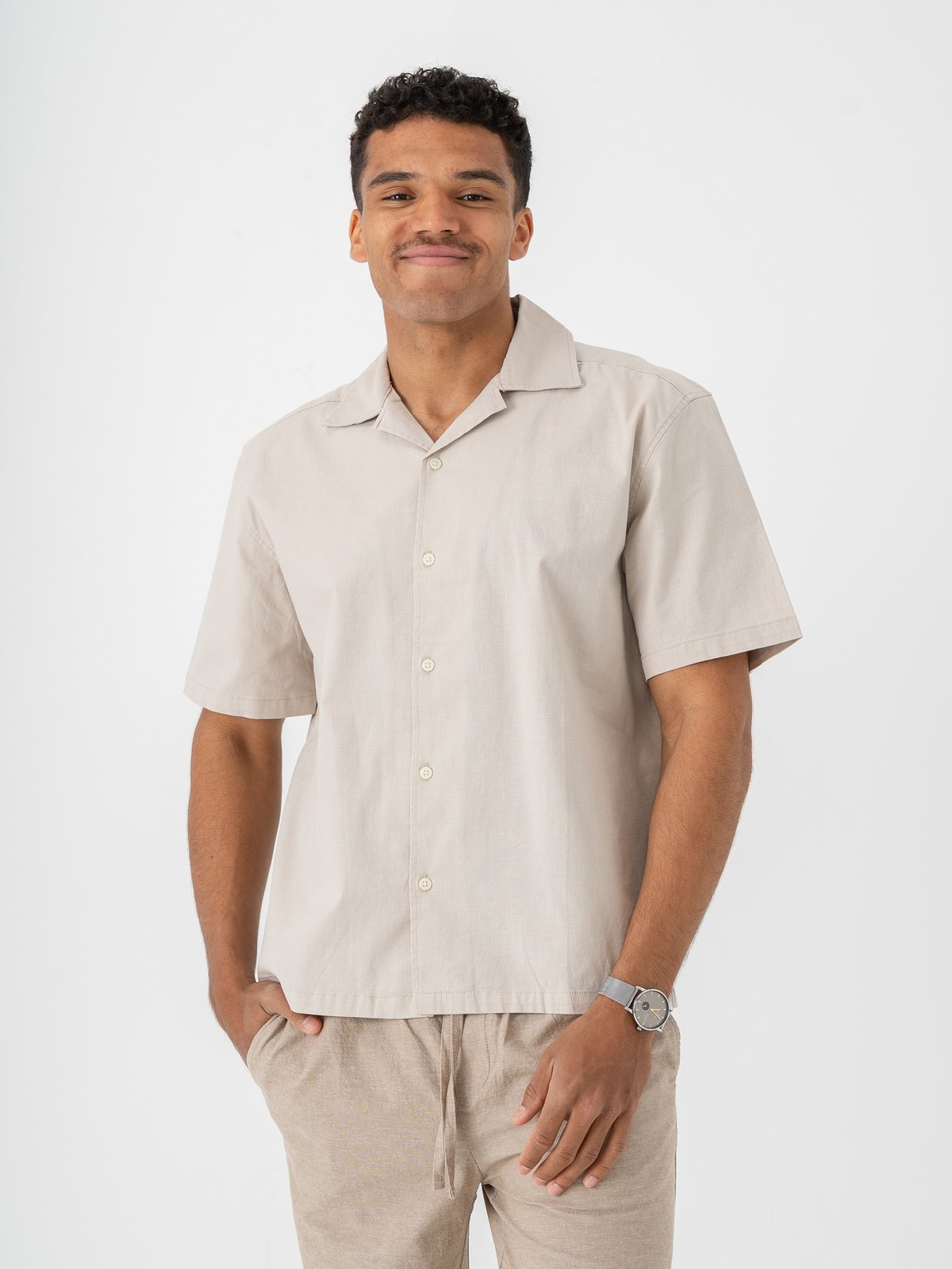 Only & Sons Reid Regular Resort Shirt Silver Lining