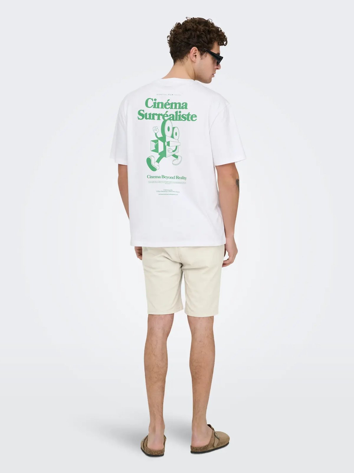 Only & Sons Reid Slim Slub Shorts Silver Lining