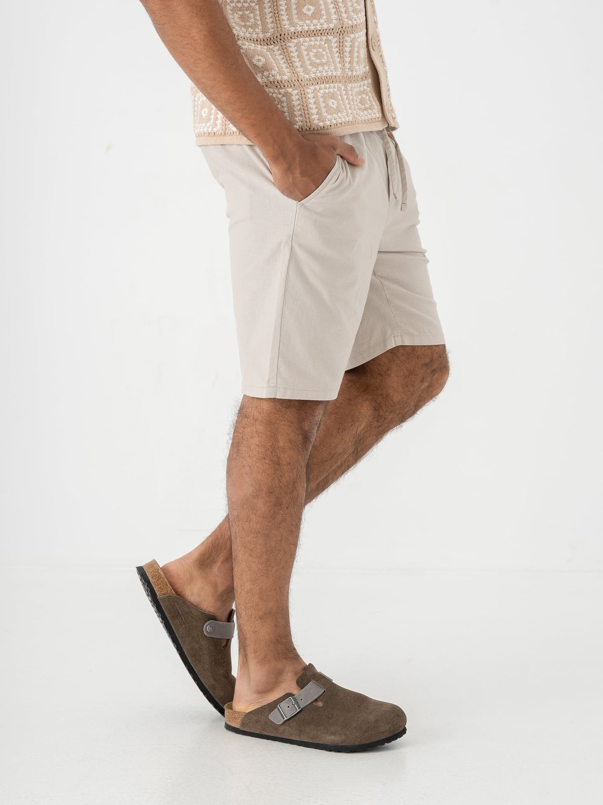 Only & Sons Reid Slim Slub Shorts Silver Lining