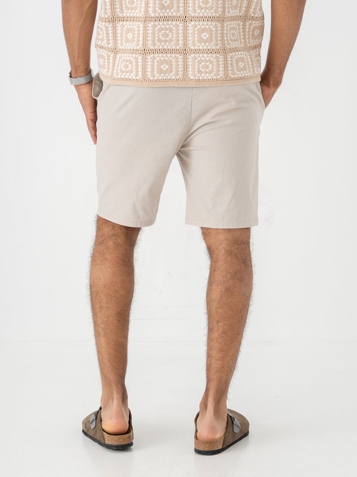 Only & Sons Reid Slim Slub Shorts Silver Lining