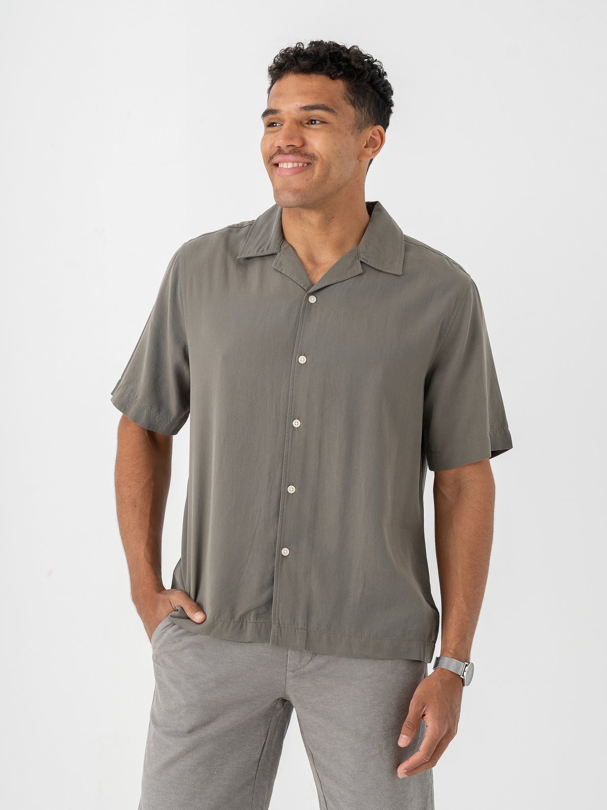 Only & Sons Peru Short Sleeve Reg Tencel Shirt Castor Gray