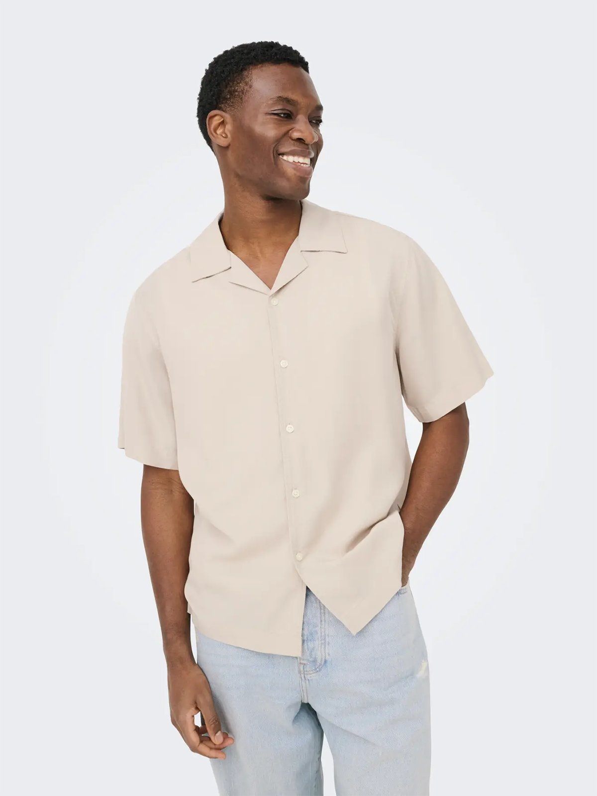 Only & Sons Peru Short Sleeve Reg Tencel Shirt Silver Lining