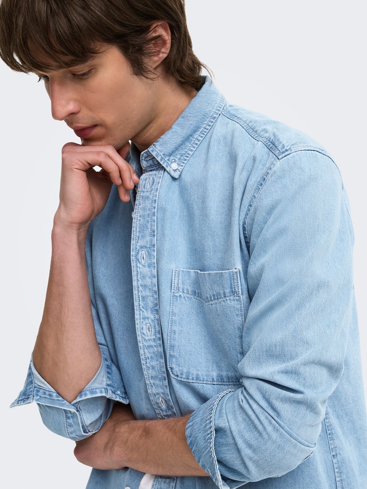 Only & Sons Orson Regular Denim Shirt Light Blue Denim