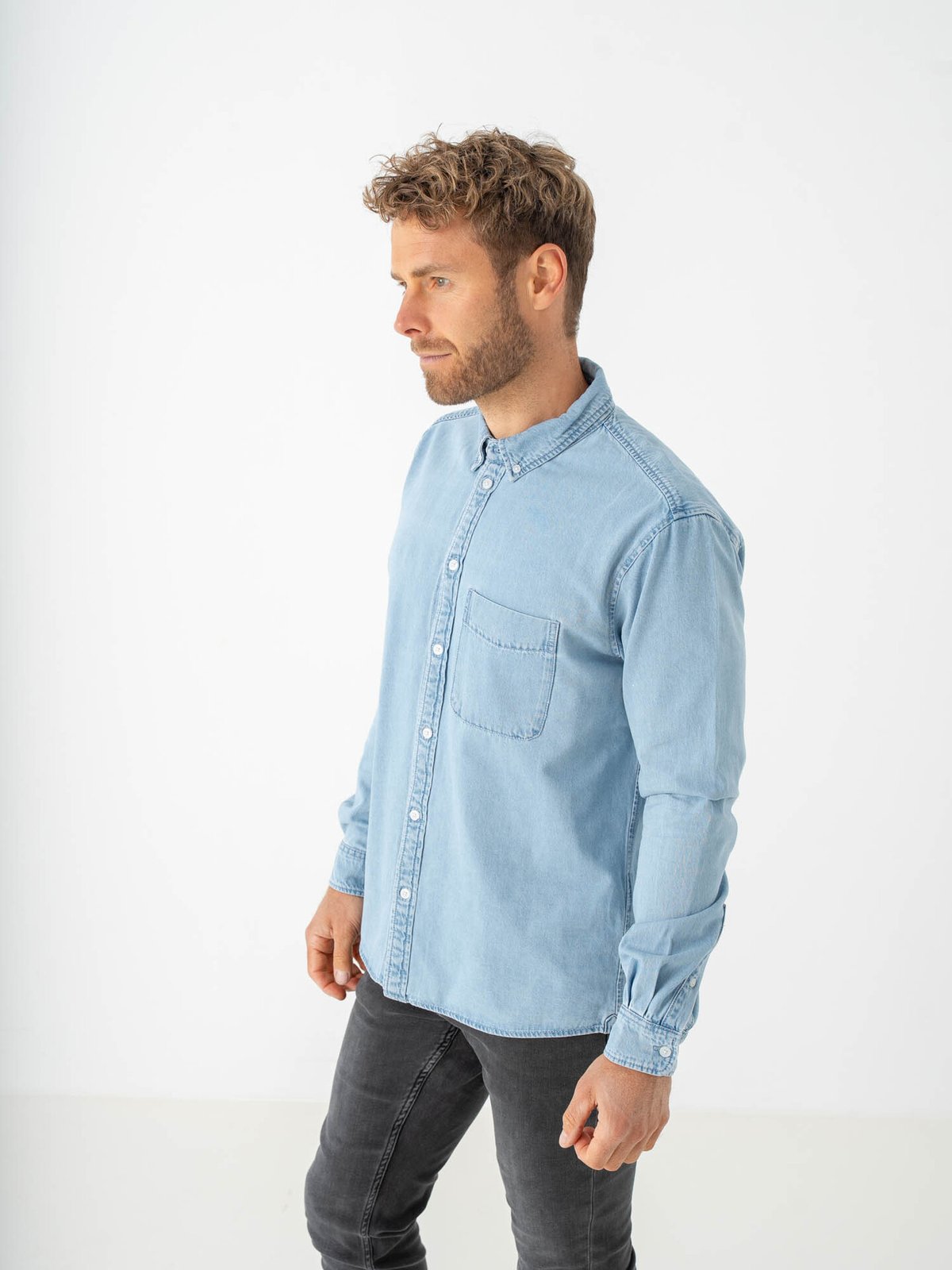 Only & Sons Orson Regular Denim Shirt Light Blue Denim