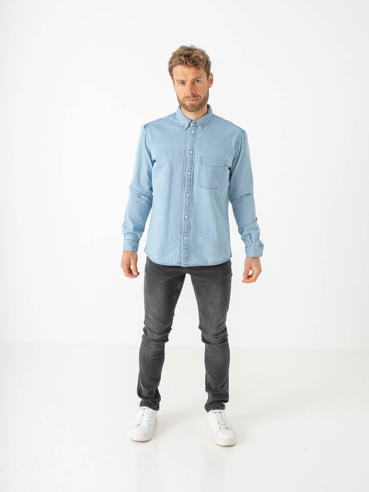 Only & Sons Orson Regular Denim Shirt Light Blue Denim