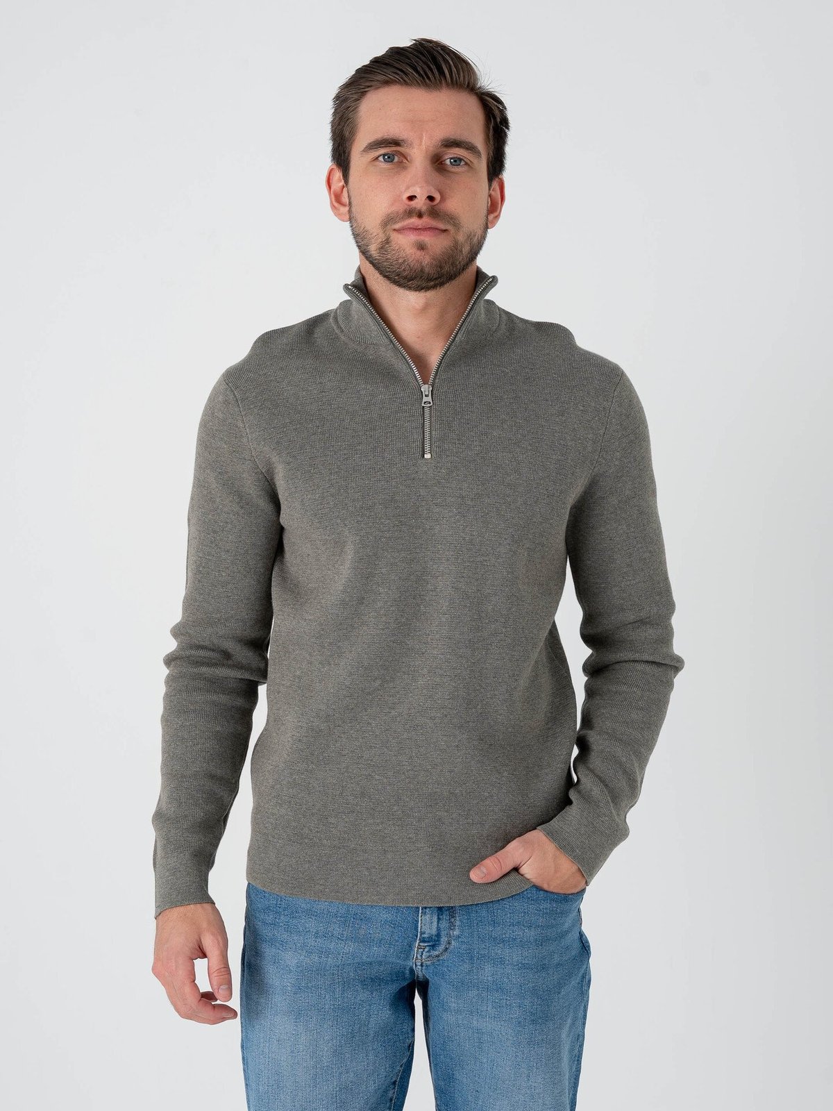 Only & Sons Ting Life Regular Half Zip Knit Castor Gray