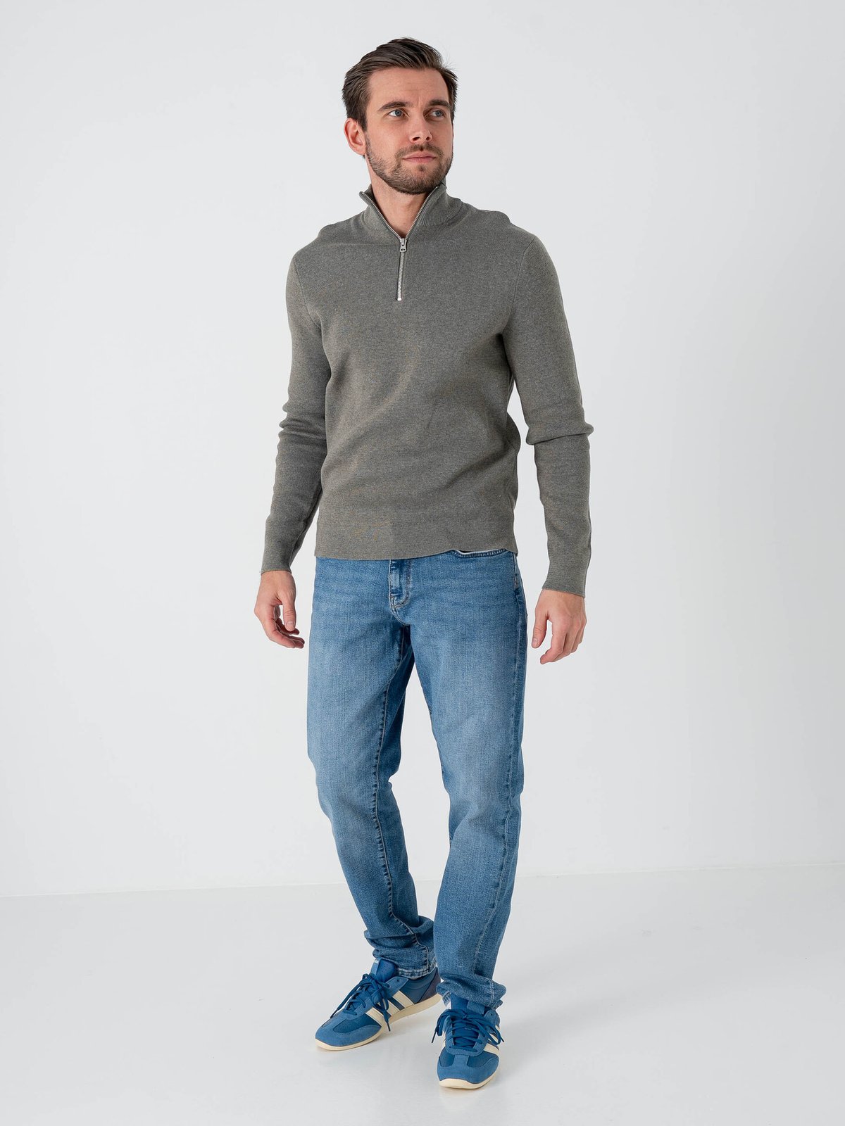 Only & Sons Ting Life Regular Half Zip Knit Castor Gray
