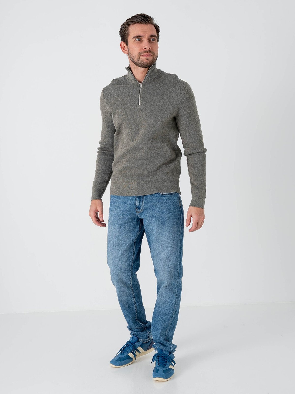Only & Sons Ting Life Regular Half Zip Knit Castor Gray