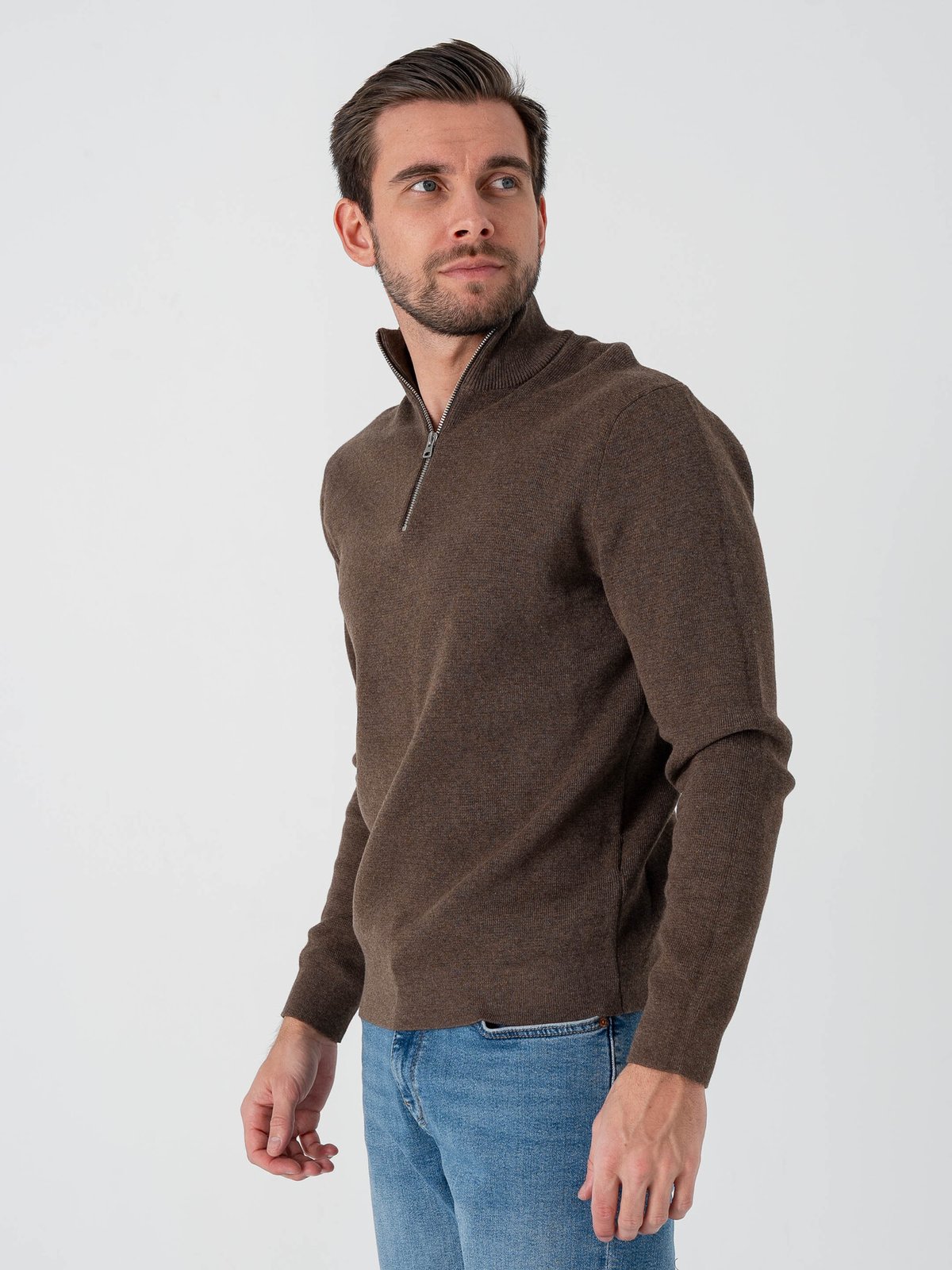 Only & Sons Ting Life Regular Half Zip Knit Coffee Bean