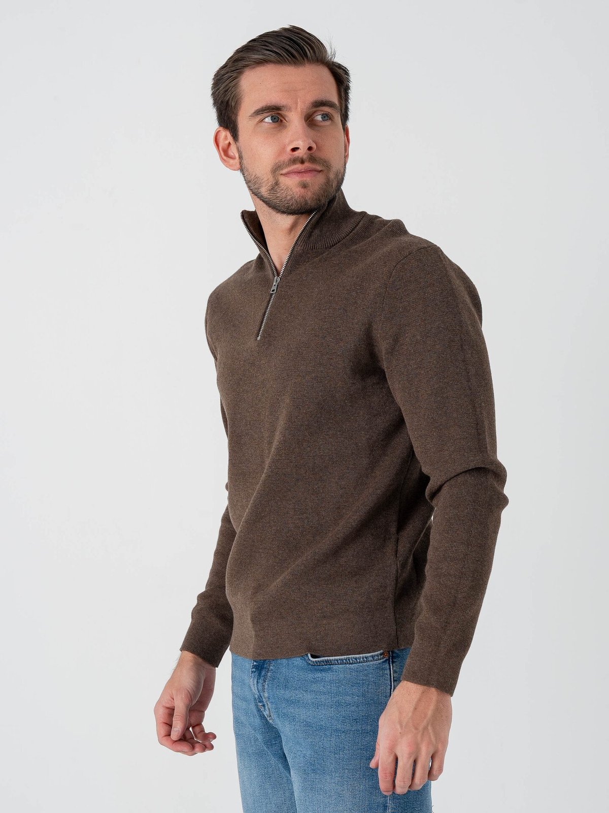 Only & Sons Ting Life Regular Half Zip Knit Coffee Bean