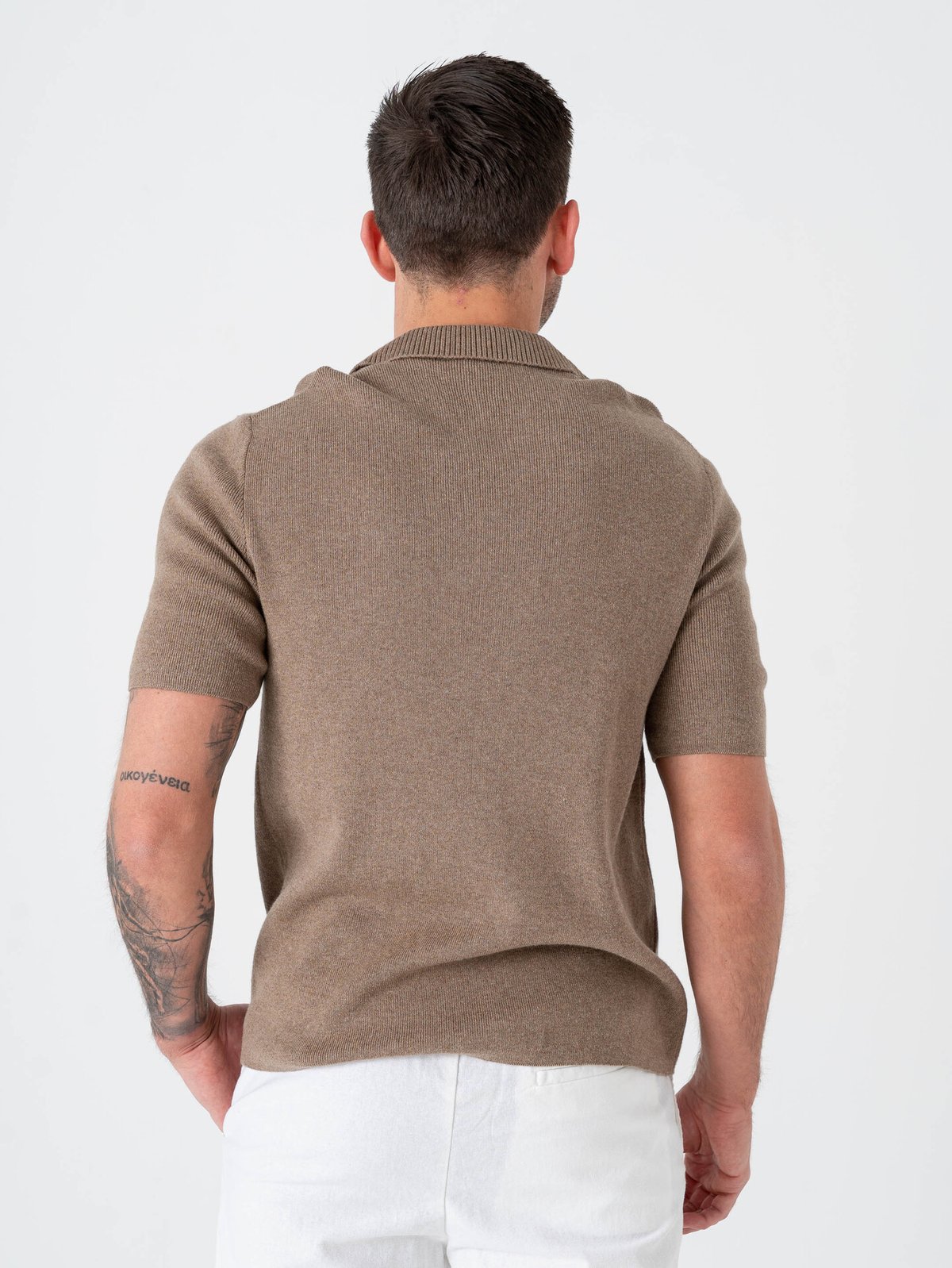Only & Sons Travis Regular Short Sleeve Mel Knit Desert Taupe Melange