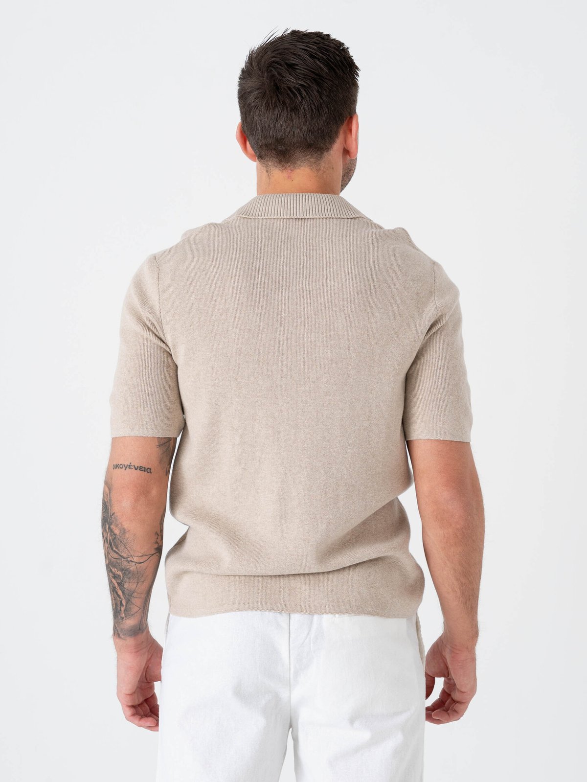 Only & Sons Travis Regular Short Sleeve Mel Knit Oatmeal Melange
