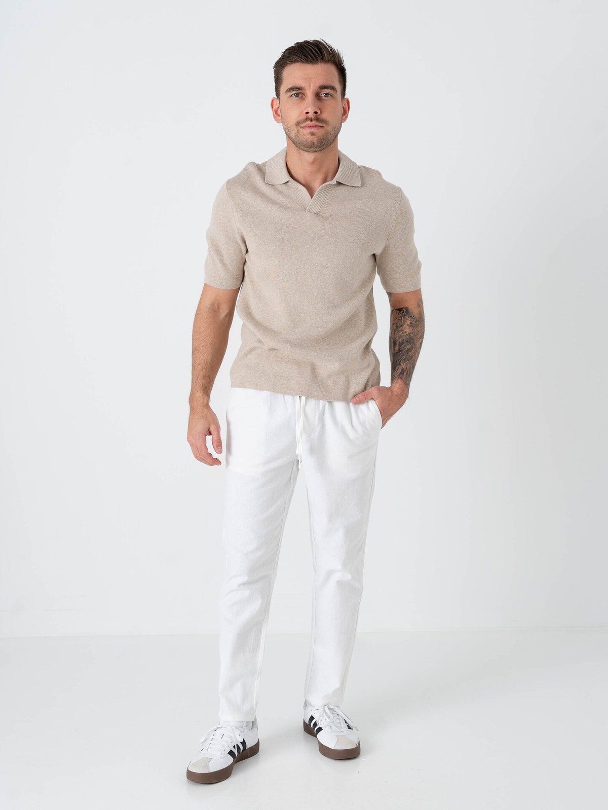 Only & Sons Travis Regular Short Sleeve Mel Knit Oatmeal Melange