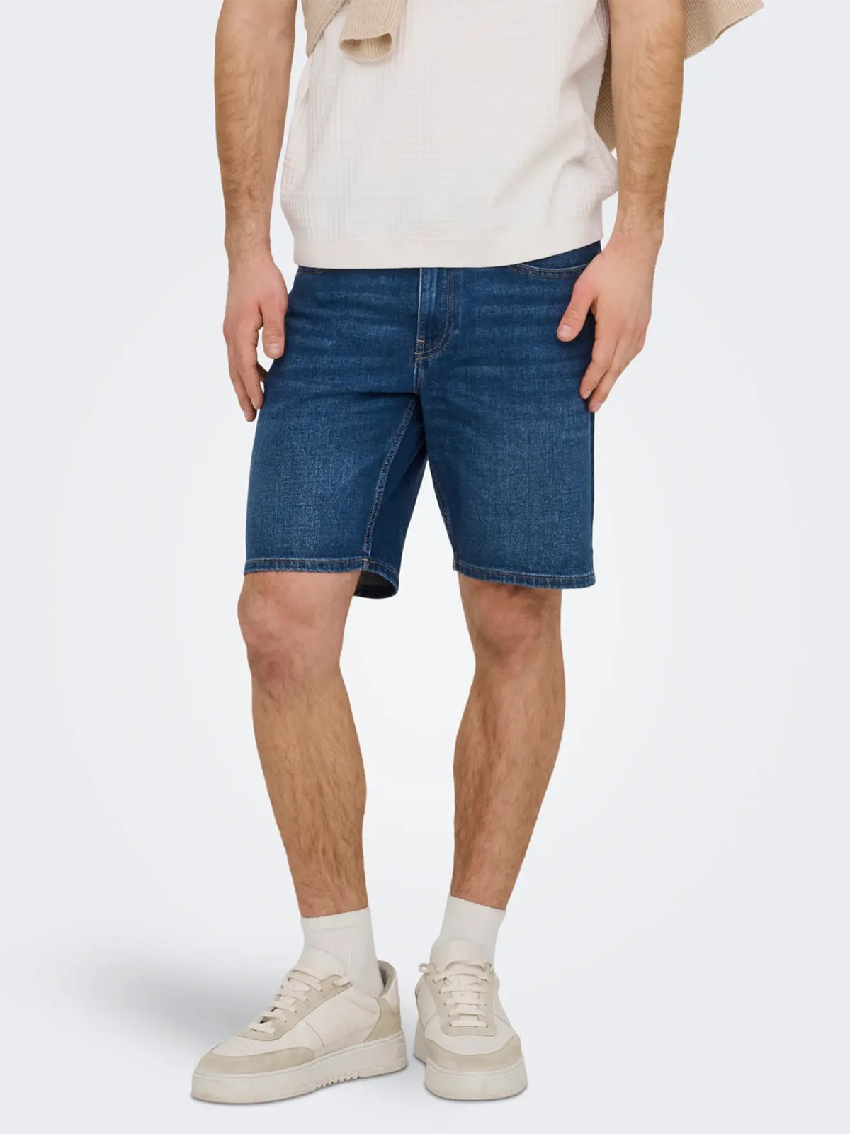 Only & Sons Weft Box Pim Denim Shorts Medium Blue Denim