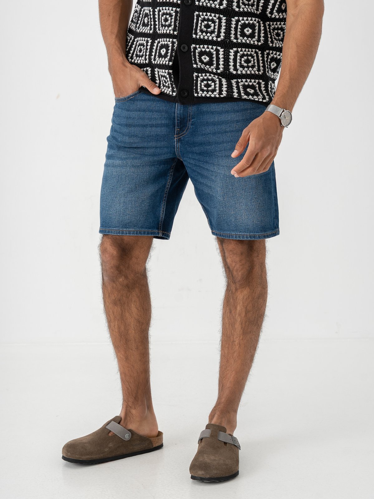 Only & Sons Weft Box Pim Denim Shorts Medium Blue Denim