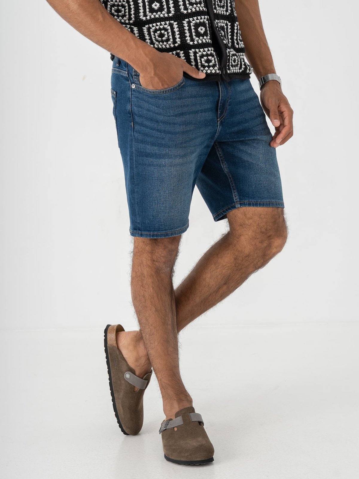 Only & Sons Weft Box Pim Denim Shorts Medium Blue Denim