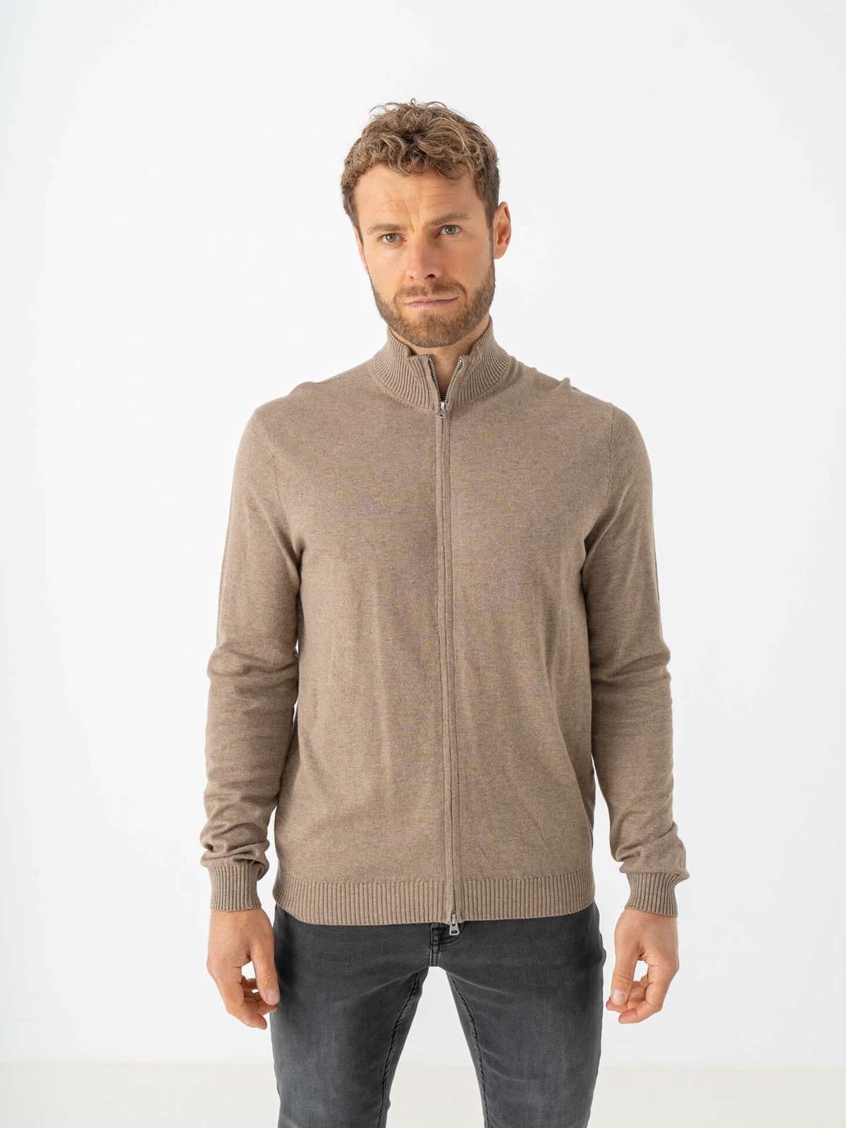 Only & Sons Loui Regular Zip Cardigan Knit Desert Taupe