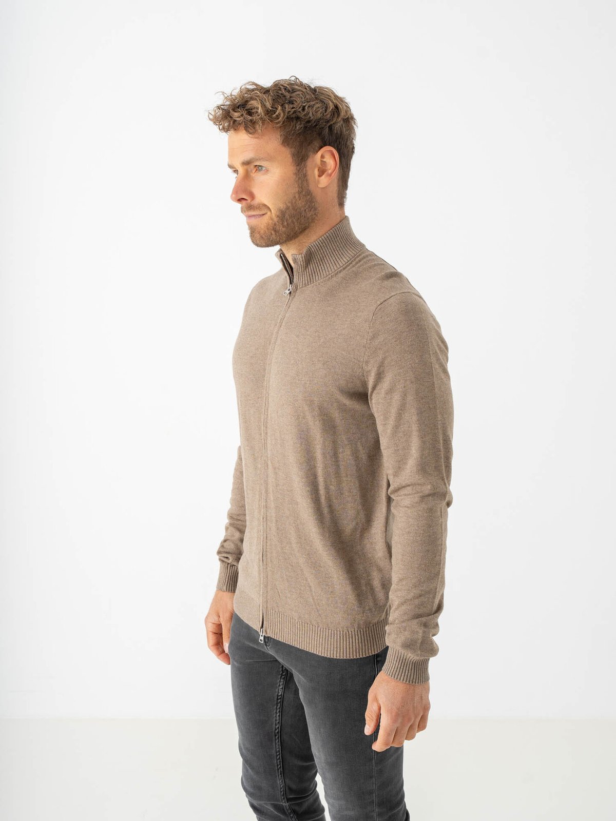 Only & Sons Loui Regular Zip Cardigan Knit Desert Taupe