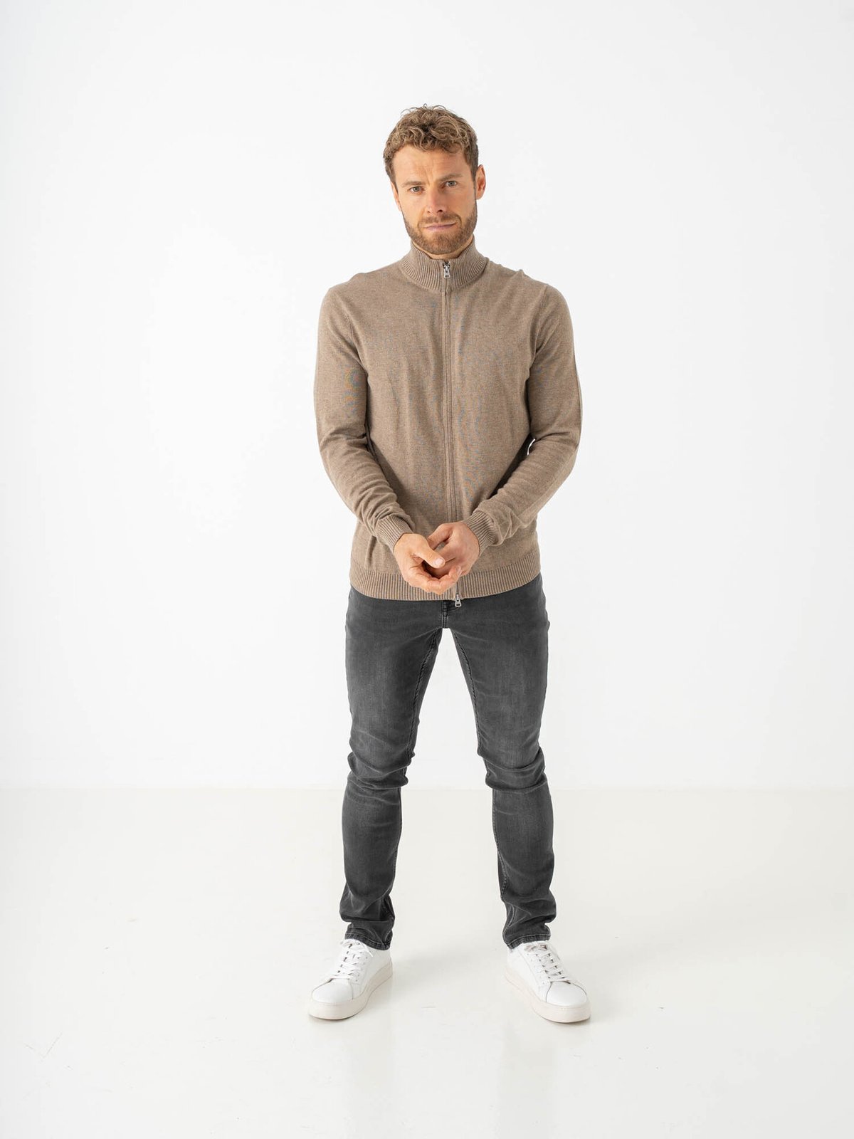 Only & Sons Loui Regular Zip Cardigan Knit Desert Taupe