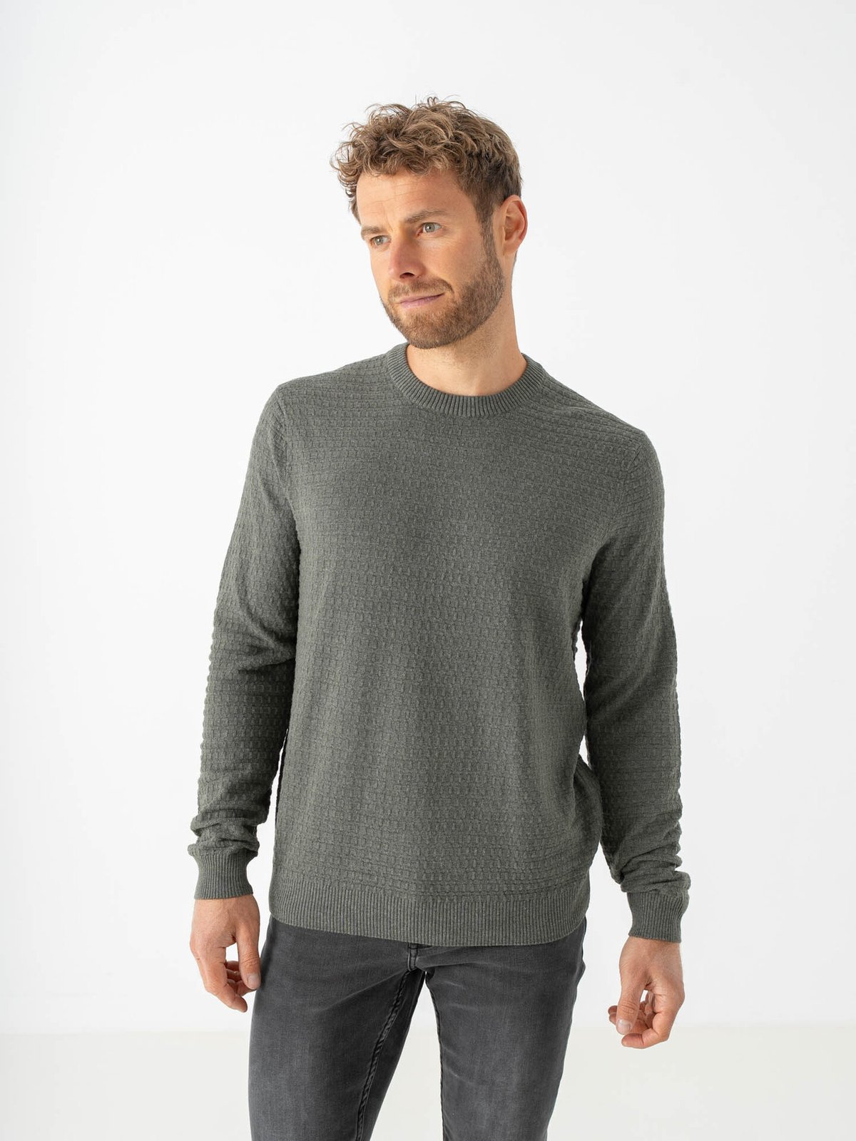 Only & Sons Loui Long Sleeve Structure Crew Regular Castor Gray