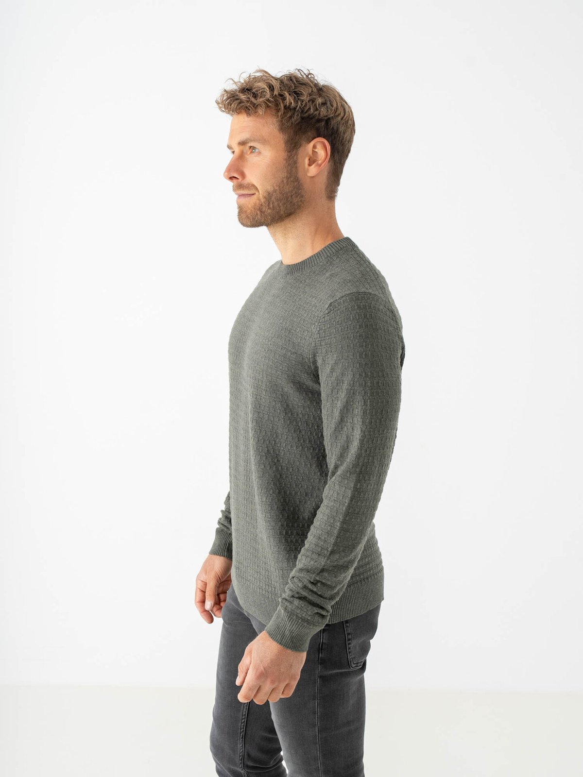 Only & Sons Loui Long Sleeve Structure Crew Regular Castor Gray