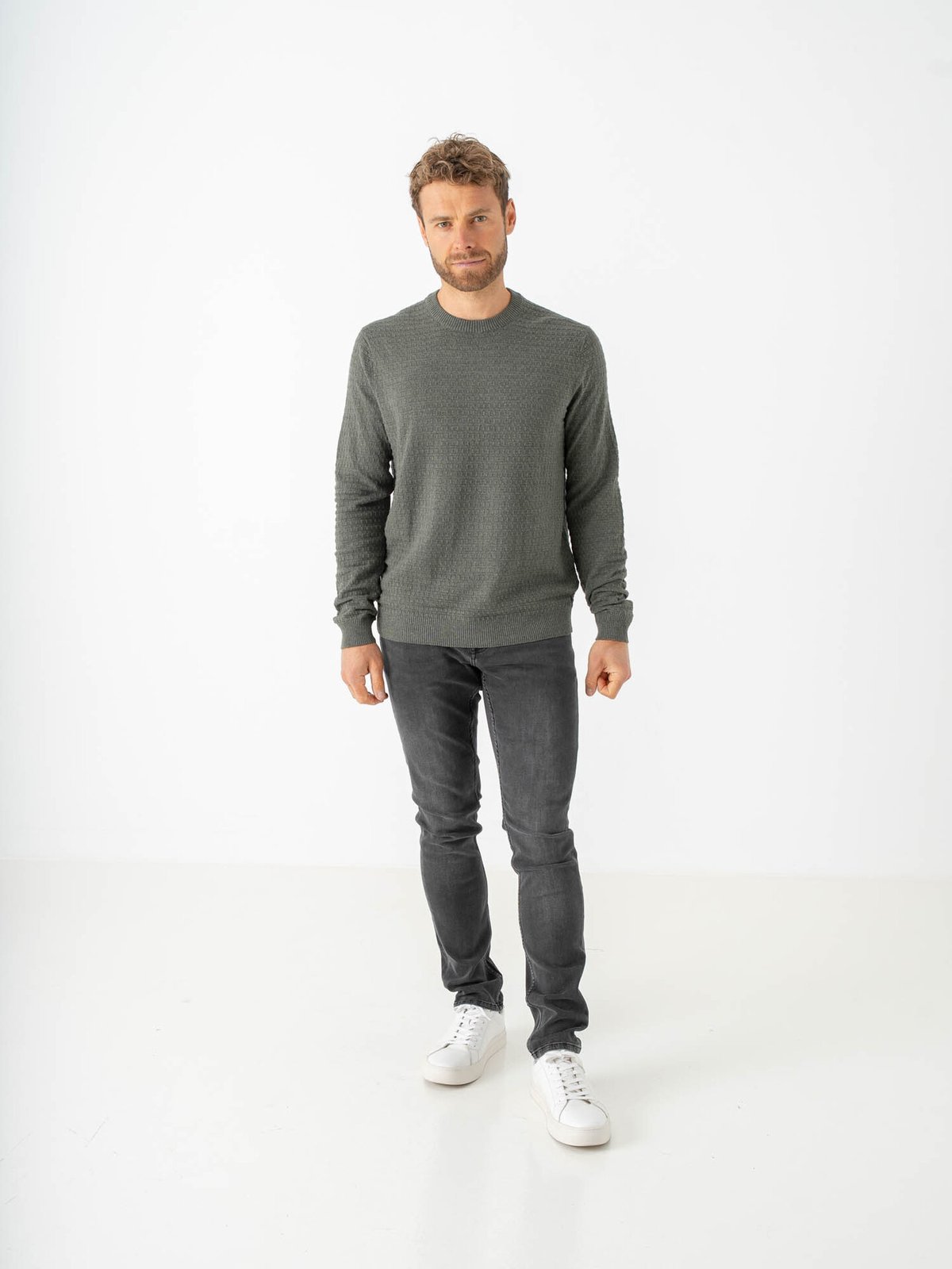 Only & Sons Loui Long Sleeve Structure Crew Regular Castor Gray