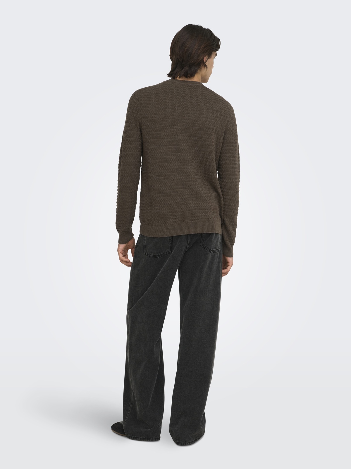 Only & Sons Loui Long Sleeve Structure Crew Regular Brun
