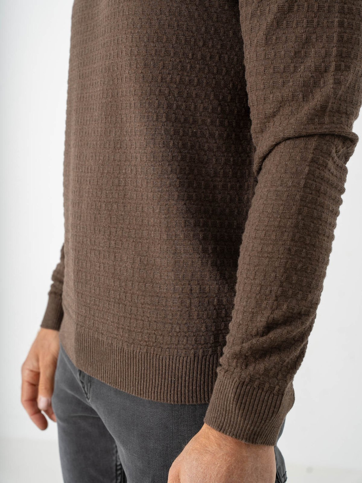 Only & Sons Loui Long Sleeve Structure Crew Regular Brun