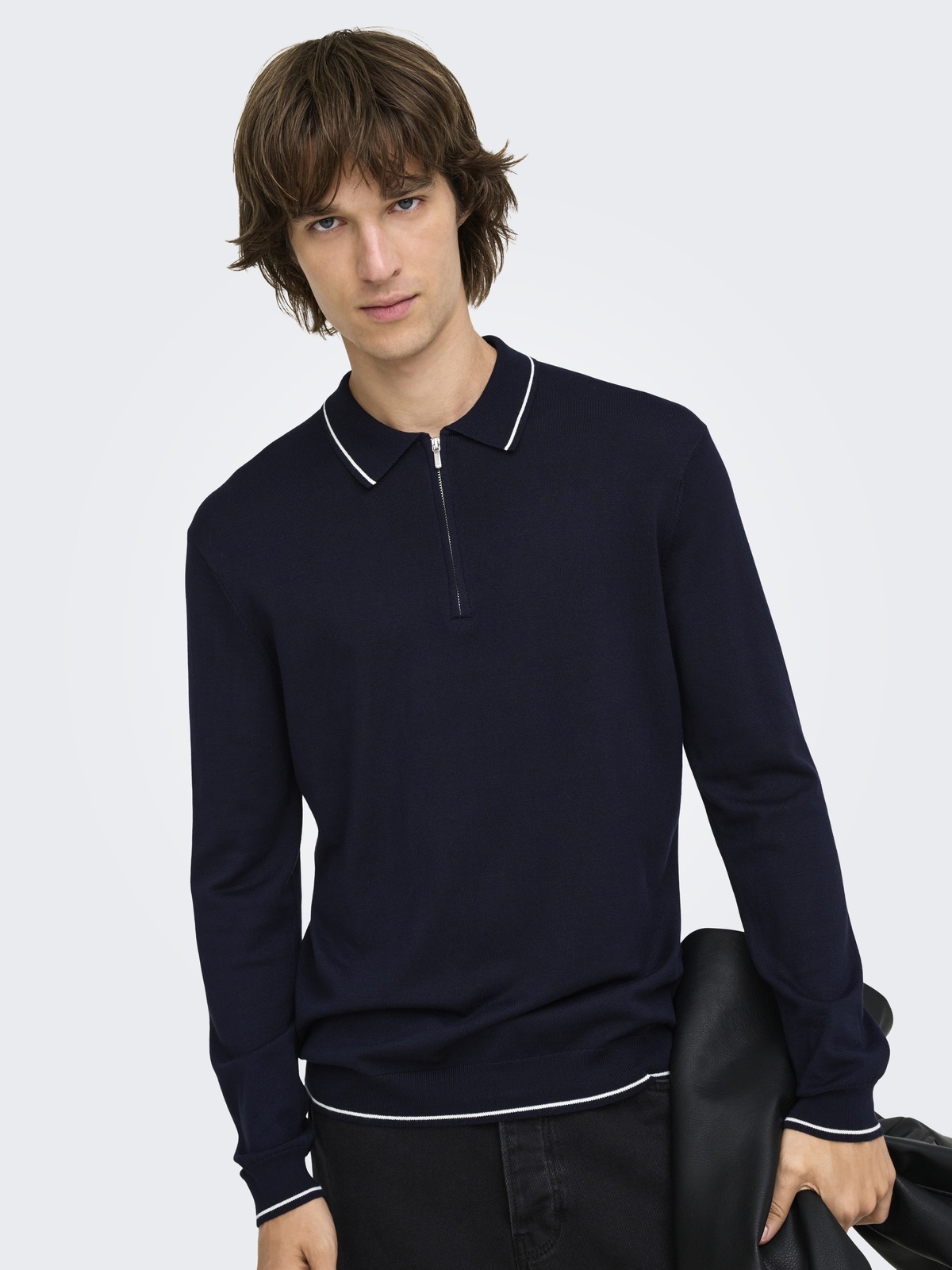 Only & Sons Wyler Regular Zip Polo Dark Navy CLOUD DANCER