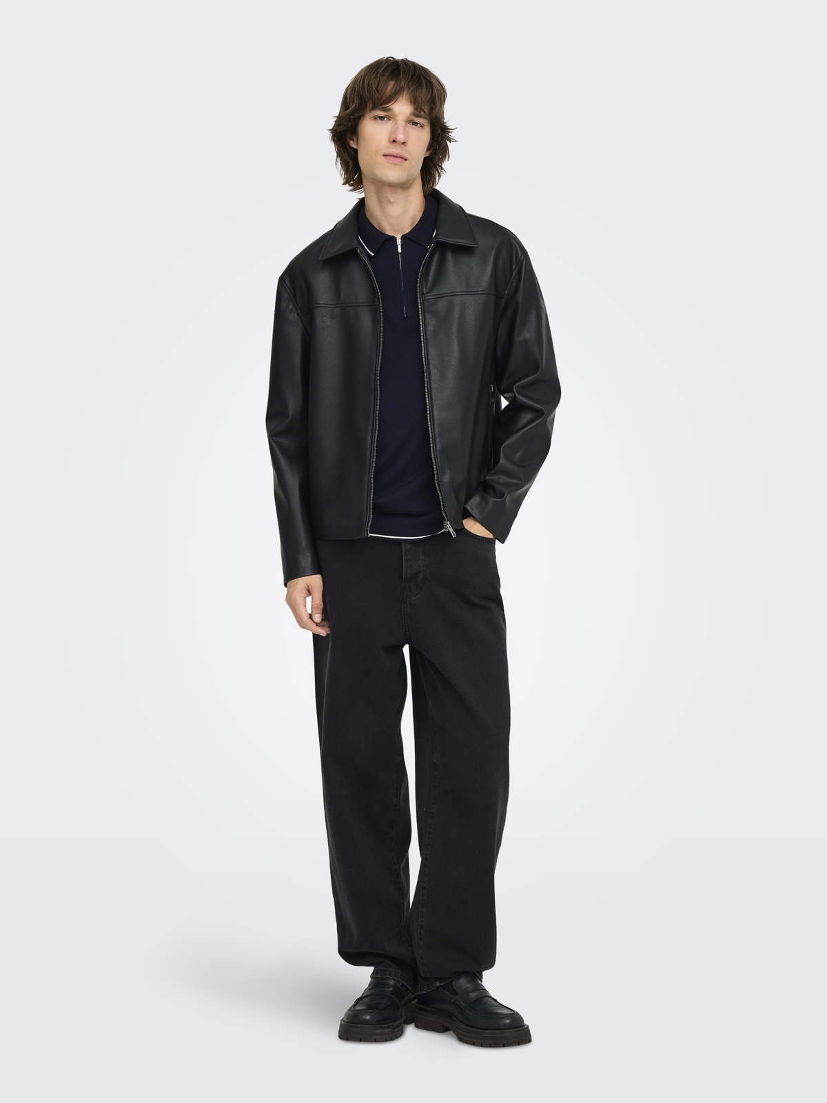 Only & Sons Wyler Regular Zip Polo Dark Navy CLOUD DANCER